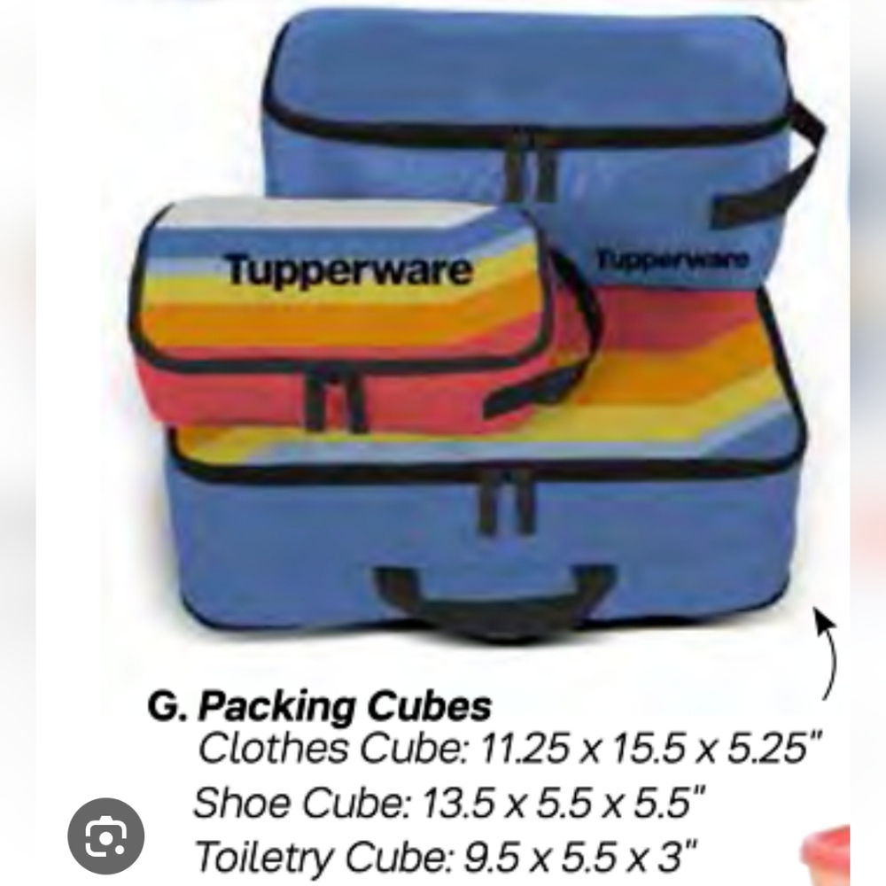 * TUPPERWARE Logo 3 PC Set Packing Cubes Clothes Shoes Toiletries Luggage Travel
